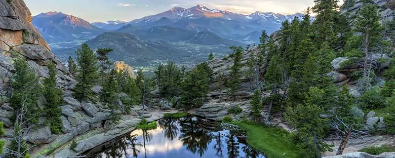 Sunset on Longs Peak and The Crags above Gem Lake in Rocky Mountain National Park