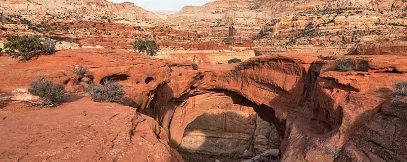 Cassidy Arch is above the Grand Wash located within Capital Reef National Park, Utah.