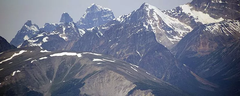 Snow-capped rocky mountains