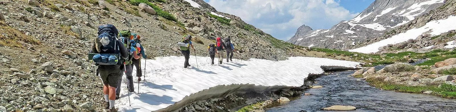 Backpackers in the high country of the Wind River Range, Wyoming