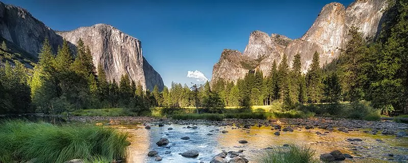Colorful stream and mountain view