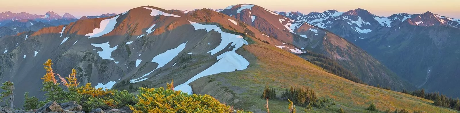Snow capped alpine ridges in Olympic National Park